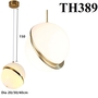 Đèn thả thủy tinh đơn TH389, quả cầu lệch màu trắng đục, E27x01, KT(mm): D250